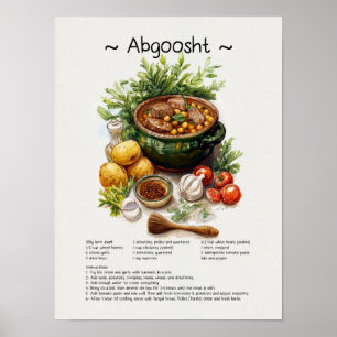 Póster Poster de Recetas Abgoosht - Ilustracion de Comida