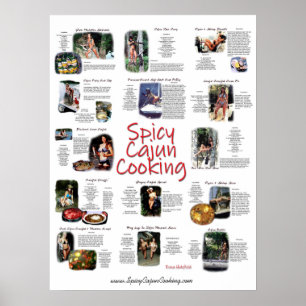 Póster Poster de recetas de cocina de cajún picante