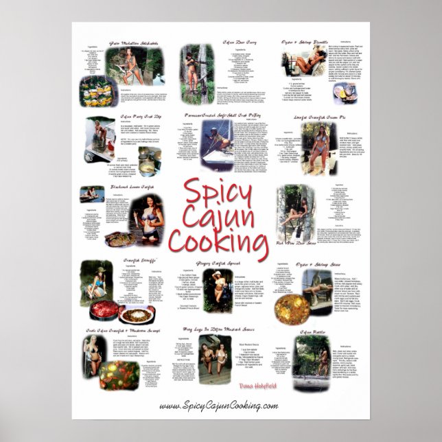 Póster Poster de recetas de cocina de cajún picante (Frente)