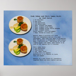 Póster Poster de recetas de pasteles de cangrejo