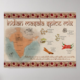 Póster Poster de recetas de viaje: Mezcla de especias Mas