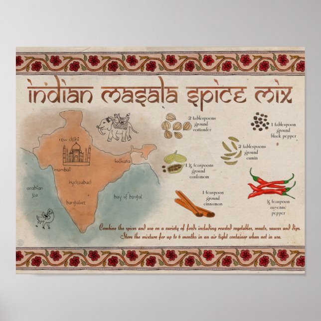 Póster Poster de recetas de viaje: Mezcla de especias Mas (Frente)