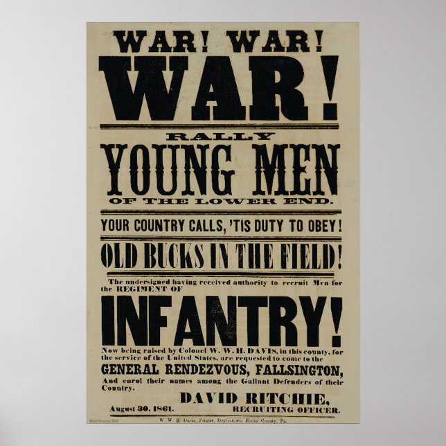 Póster Poster de reclutamiento de guerra civil (Frente)