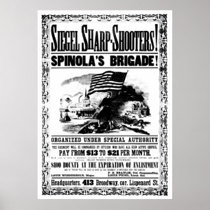 Póster Poster de reclutamiento de la guerra civil, negro