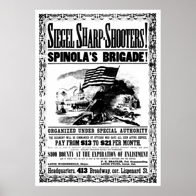 Póster Poster de reclutamiento de la guerra civil, negro (Frente)