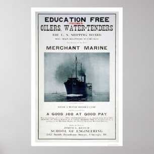 Póster Poster de reclutamiento de la marina mercante