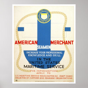 Póster Poster de reclutamiento del servicio marítimo -