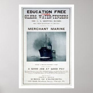 Póster Poster de Reclutamiento Marítimo Mercante (US02056