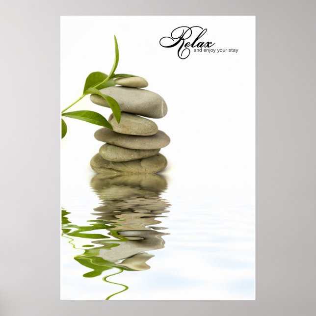 Póster Poster de reflexión de la piedra zen relajante (Frente)