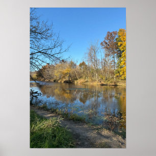 Póster Poster de Reflexiones de Paisaje Acuático Otoño