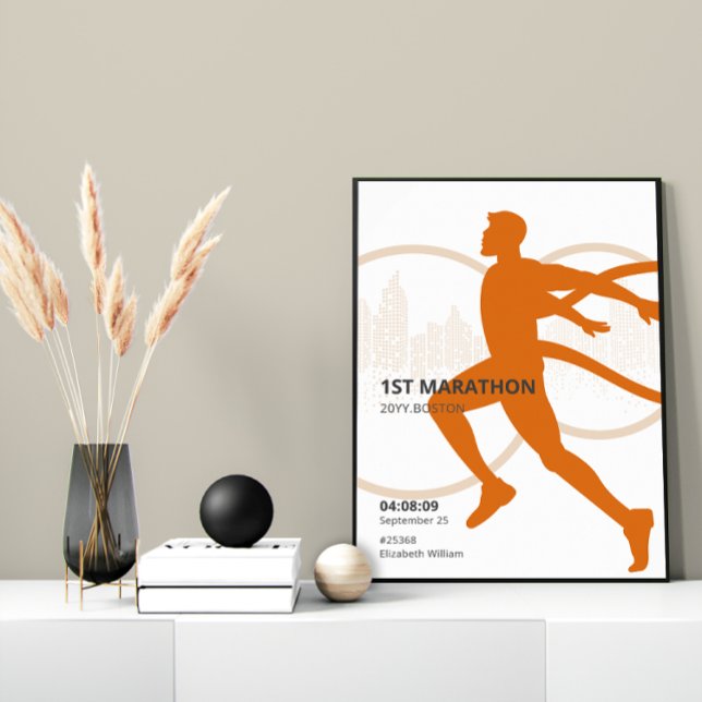Póster Poster de regalo personalizado de primer corredor  (Personalized 1st Marathon Runner Gift Poster)