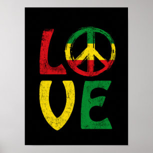 Póster Poster de reggae con el símbolo de paz de la músic