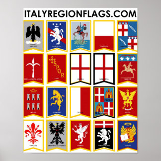 Póster Poster de regiones de Italia