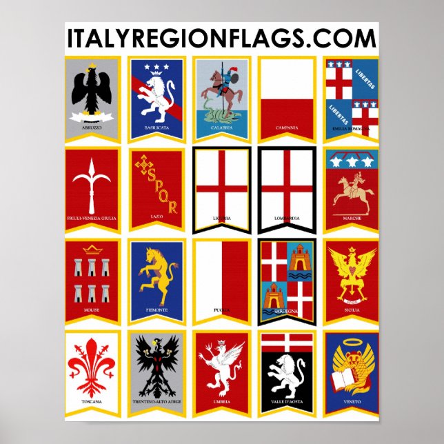Póster Poster de regiones de Italia (Frente)