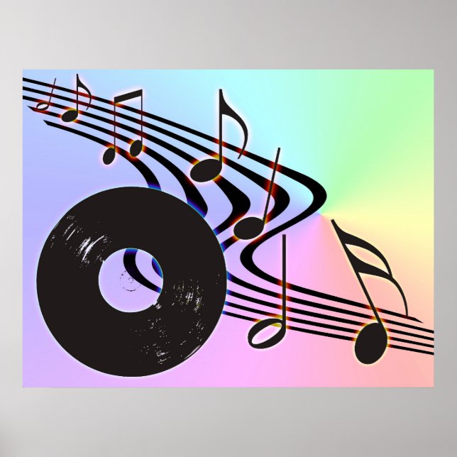 Póster Poster de registros y notas de vinilo (Frente)