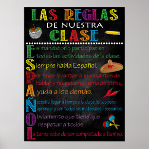 Póster Poster de Reglas de Aula de España