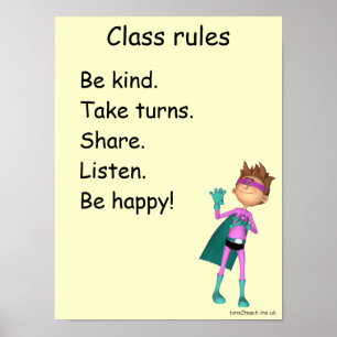 Póster Poster de reglas de aula / signo