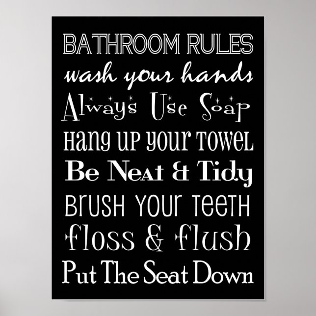 Póster Poster de reglas de baño (Frente)