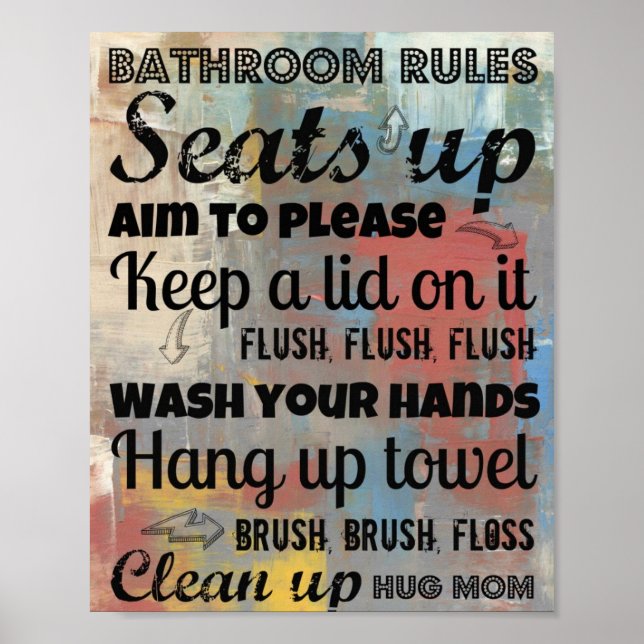 Póster Poster de reglas de baño | Enhorabuena a mamá 8x10 (Frente)