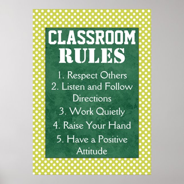 Póster Poster de reglas de clase de los puntos de Polka (Frente)