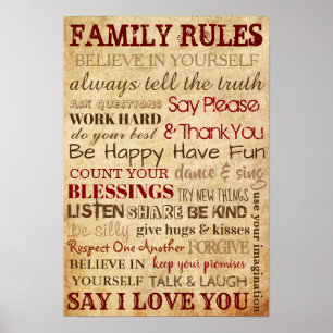 Póster Poster de reglas de familia