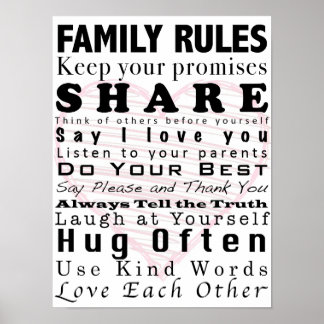 Póster Poster de reglas de familia