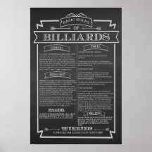 Poster de reglas de juego de Billiards