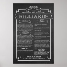 Póster Poster de reglas de juego de Billiards
