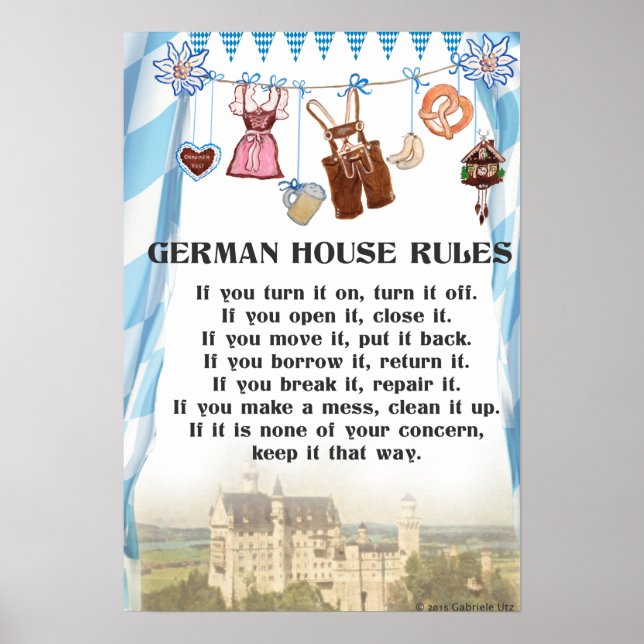 Póster Poster de Reglas de la Casa de Alemania (Frente)
