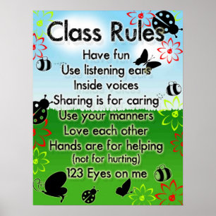Póster Poster de reglas de la escuela dominical