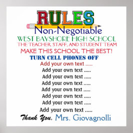 Póster Poster de reglas de la escuela grande