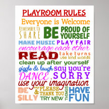 Poster de reglas de la sala de juegos