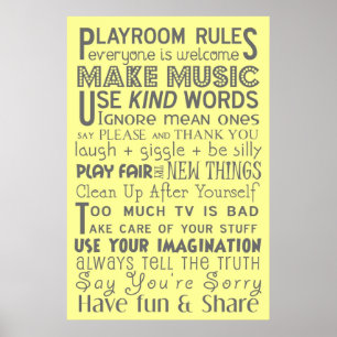 Póster Poster de reglas de la sala de juegos