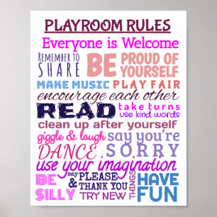 Póster Poster de reglas de la sala de juegos