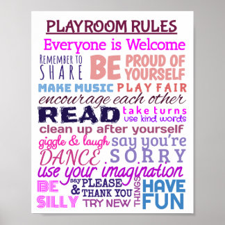 Póster Poster de reglas de la sala de juegos