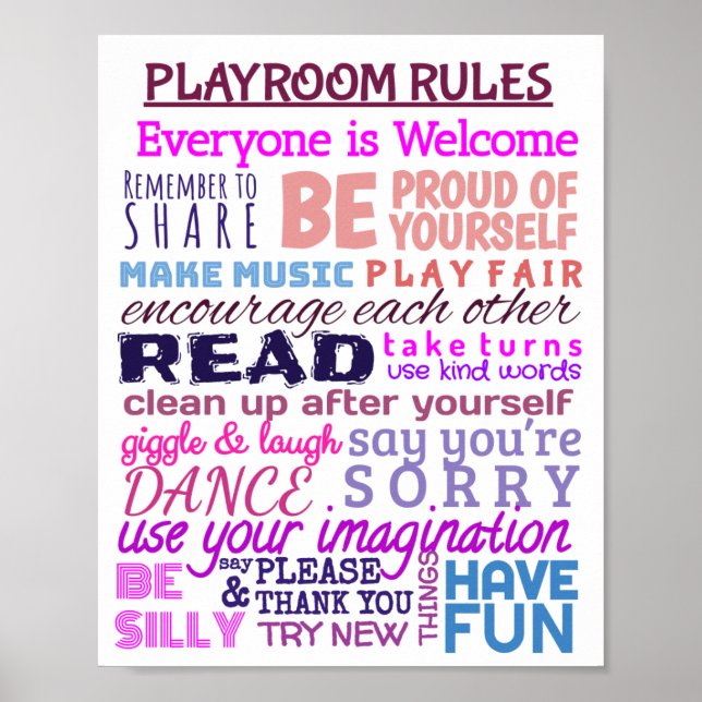 Póster Poster de reglas de la sala de juegos (Frente)