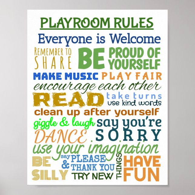 Póster Poster de reglas de la sala de juegos (Frente)