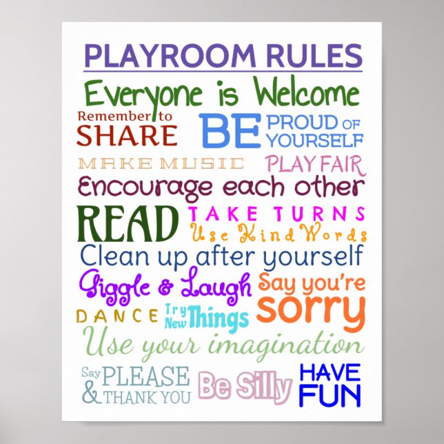 Póster Poster de reglas de la sala de juegos (Frente)