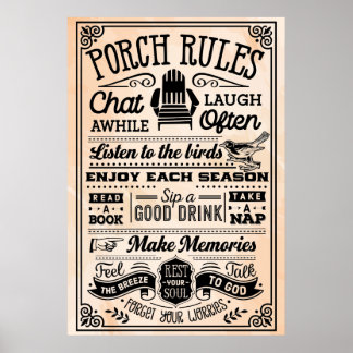 Póster Poster de Reglas de Porche Beige y Negro