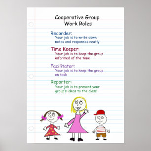 Póster Poster de reglas de trabajo de grupo cooperativo