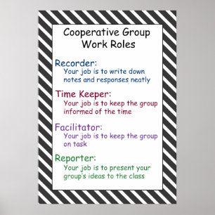 Póster Poster de reglas de trabajo de grupo cooperativo