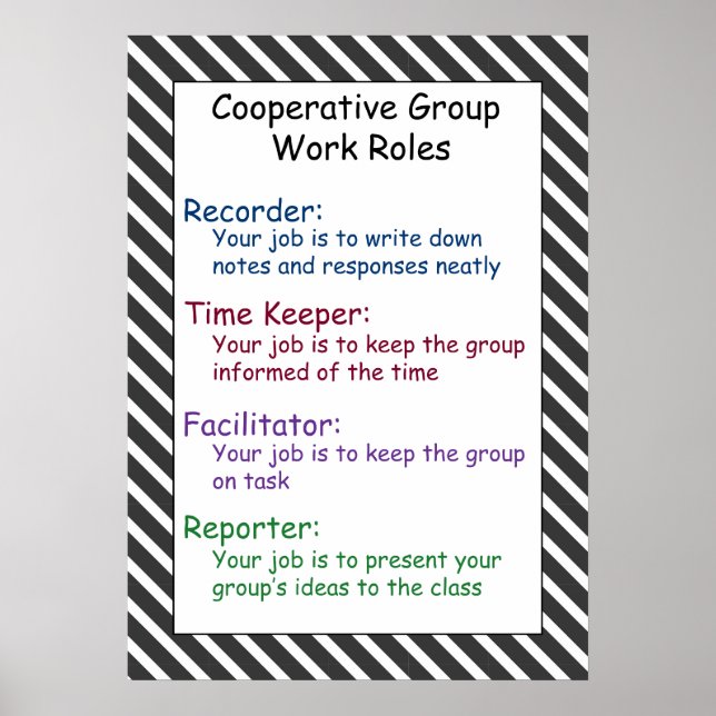Póster Poster de reglas de trabajo de grupo cooperativo (Frente)