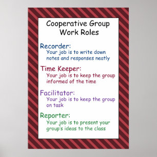 Póster Poster de reglas de trabajo de grupo cooperativo