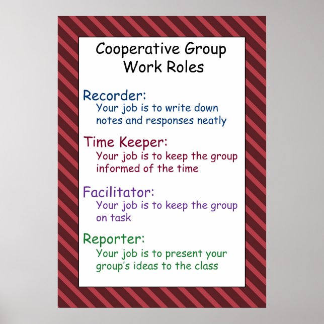 Póster Poster de reglas de trabajo de grupo cooperativo (Frente)