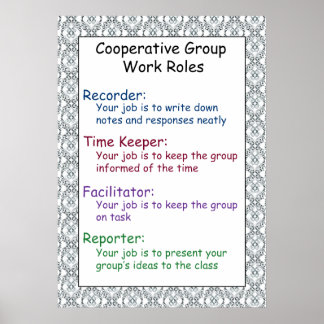 Póster Poster de reglas de trabajo de grupo cooperativo