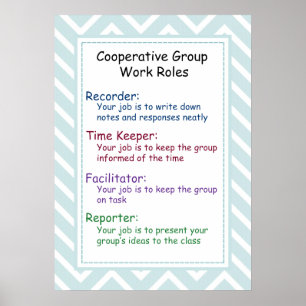 Póster Poster de reglas de trabajo de grupo cooperativo