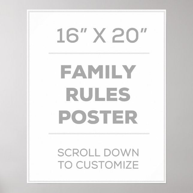 Póster poster de reglas familiares de 16" x 20" (Frente)
