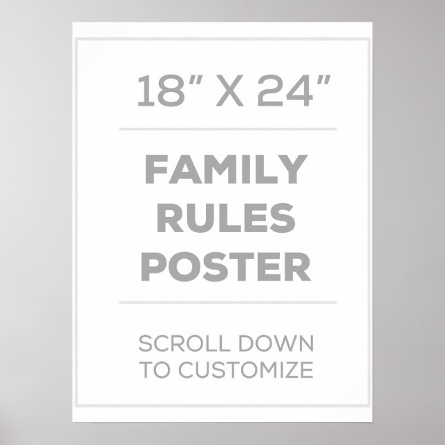 Póster poster de reglas familiares de 18" x 24" (Frente)