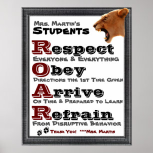Póster Poster de reglas y directrices para aulas