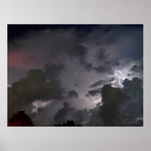 Póster Poster de relámpago nocturno de Florida o Imprimir
